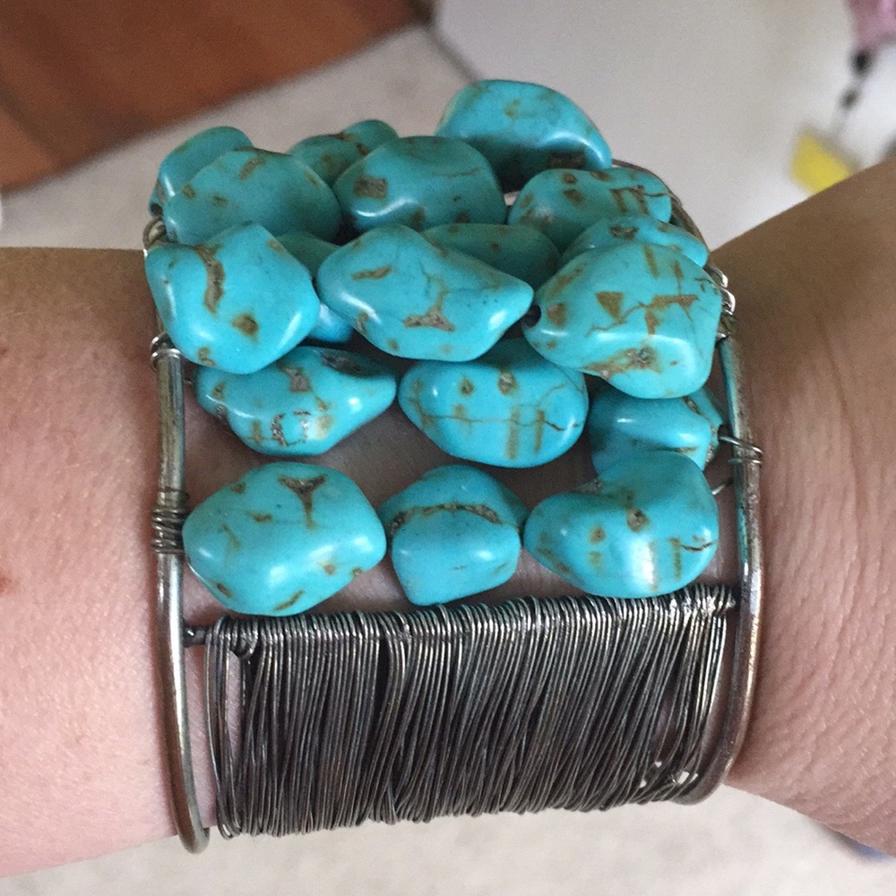 Turquoise and Silver Adjustable Bracelet